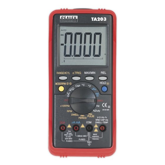 Digital Automotive Multimeter 15 Function Bar Graph/PC Link Sealey Part No. TA203
