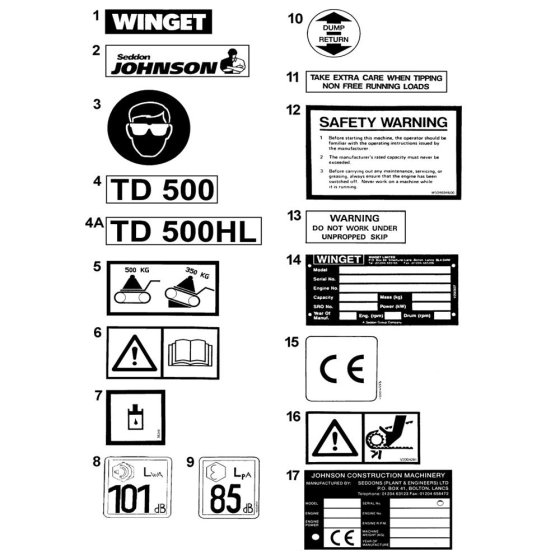 Winget TD500HL Dumper Decals