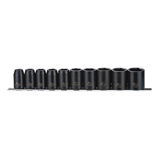9121 Impact Socket Set of 10 Metric 1/2in Drive by Teng