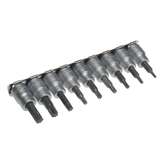 M3813TX Socket Clip Rail Set of 9 External Torx 3/8in Drive by Teng