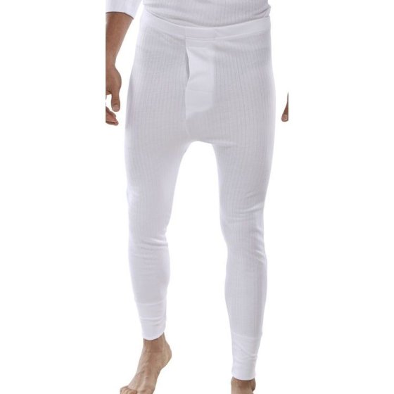Thermal Long John Trousers Soft Poly/viscose Fibre Base Layer White MED