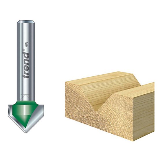 C044 x 1/4 TCT Chamfer V Groove 45ᄚ 6.0 x 12.7mm by Trend - C044X1/4TC