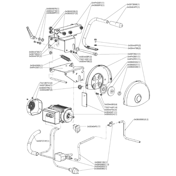 Motor, Blade Guard Assembly