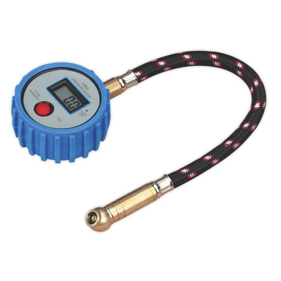 Tyre Pressure Gauge Digital with Leader Hose & Quick Release 0-100psi Sealey Part No. TST/PG981
