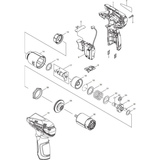 Makita TW100DZ Main Assembly