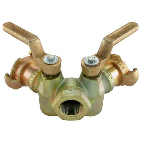 Twin Tap Outlet 3/4" Female Inlet with Twin Coupling Outlet and Shut Off Taps