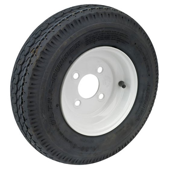 Trailer Tyre & Pressed Steel Rim 400 x 8" - 4" PCD