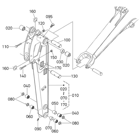 Dipper Arm Assembly for Kubota