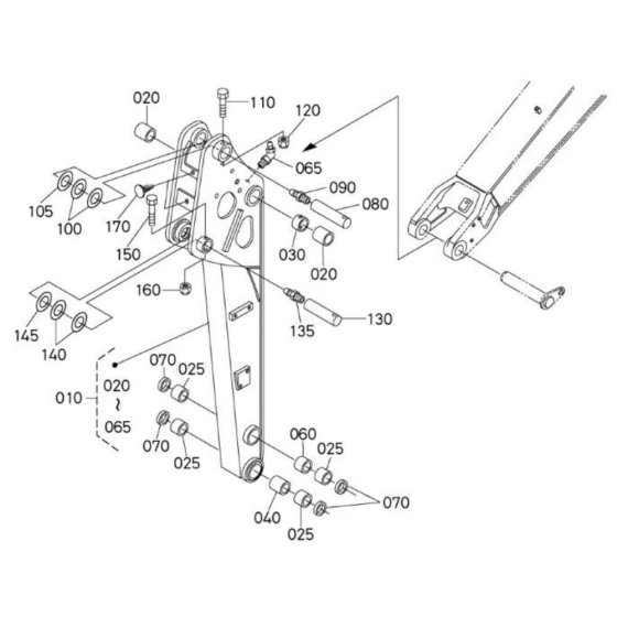 Dipper Arm Assembly for Kubota