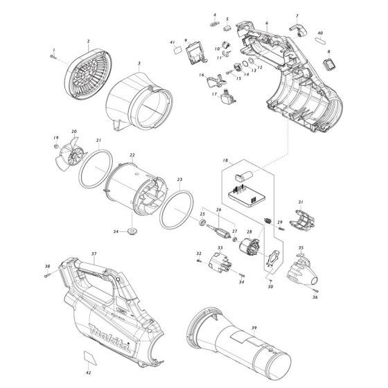 Makita UB001G Blower Assembly