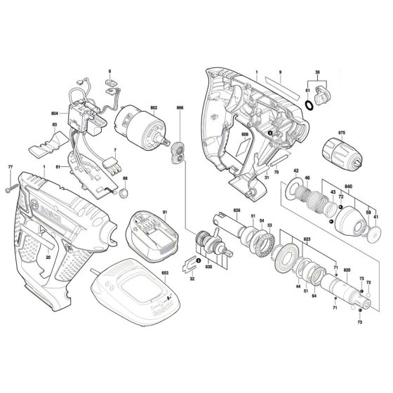 Bosch UNEO Maxx Drill Assembly