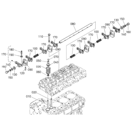 Rocker Arm Assembly for Kubota V2403-M-DI-E3B Engine