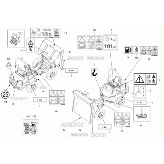 Decals for Neuson 3001 Dumper
