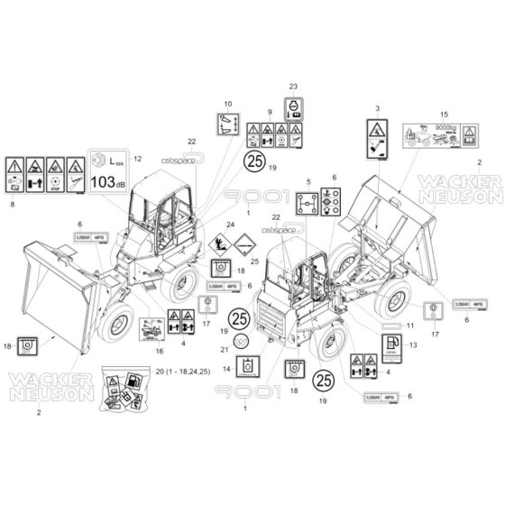 Decals for Wacker 9001 Dumper