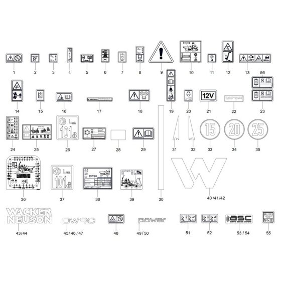 Decals for Wacker DW90-3