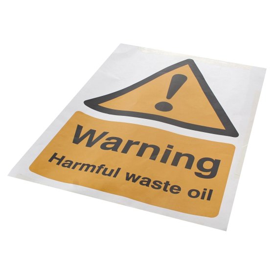 Warning Harmful Waste Oil Sign - Self Adhesive - 240mm x 360mm