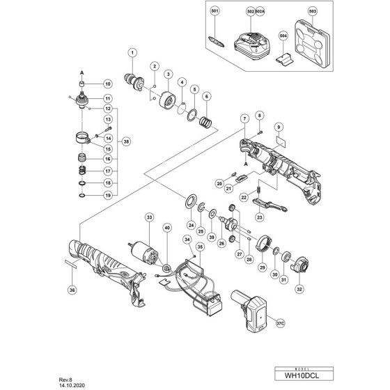 Hikoki WH10DCL Main Assembly