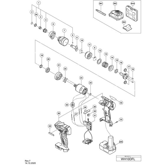 Main Assembly for Hikoki WH10DFL