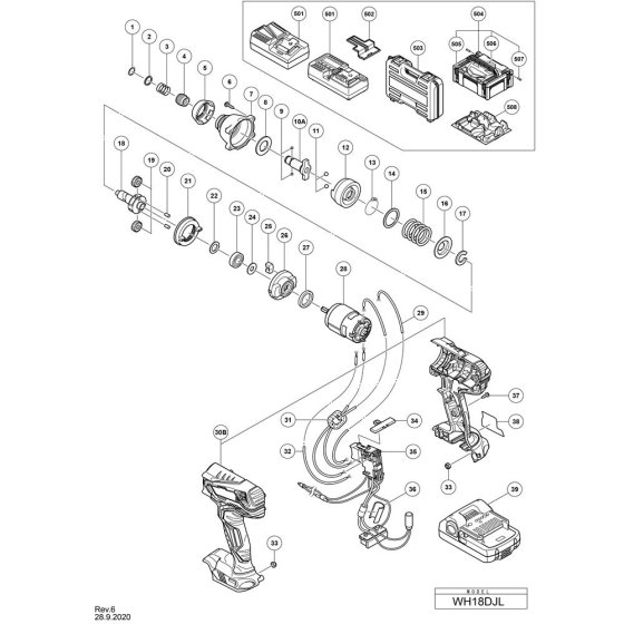 Main Assembly for Hikoki WH18DJL