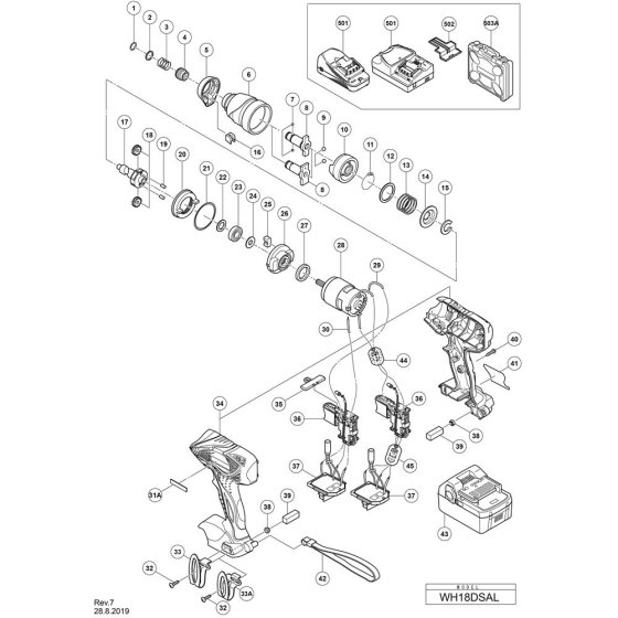 Main Assembly for Hikoki WH18DSAL
