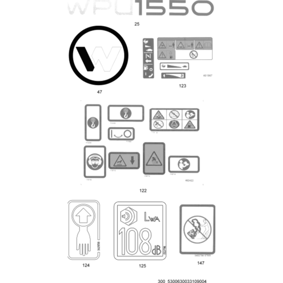 Labels for Wacker WPU1550A