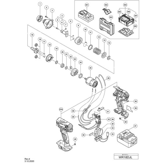 Main Assembly for Hikoki WR18DJL
