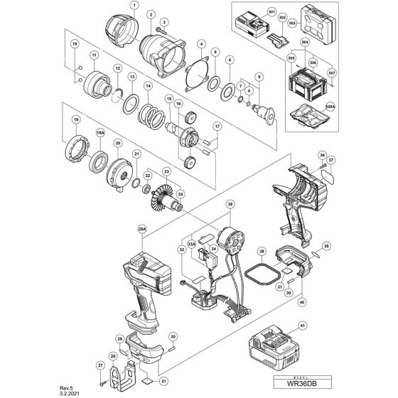 Main Assembly for Hikoki WR36DB