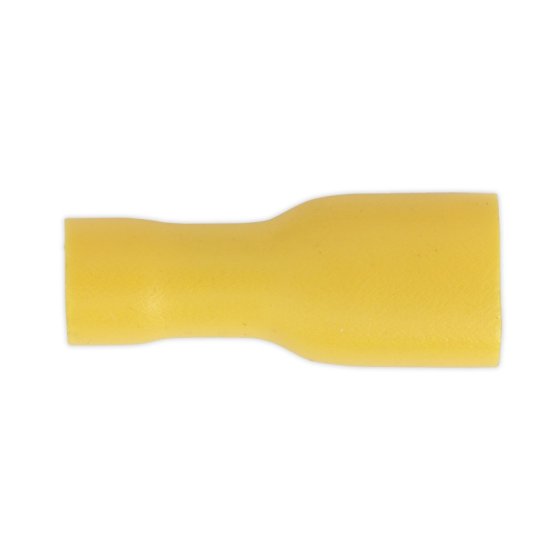 Fully Insulated Terminal 6.3mm Female Yellow Pack of 100 Sealey Part No. YT11