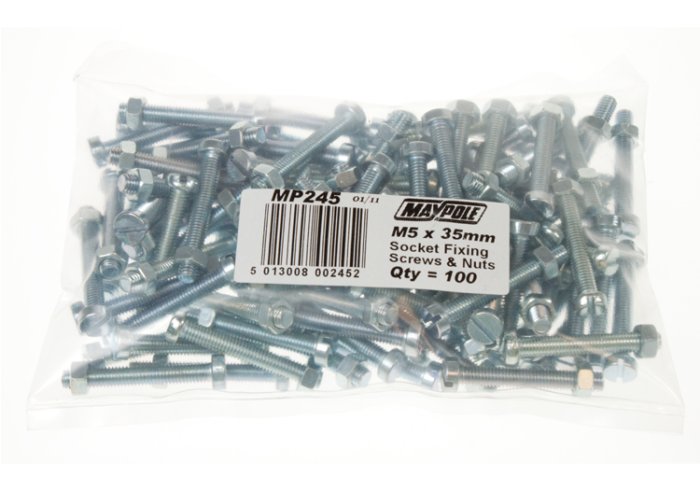 Bag of 100 M5x35mm Socket Fixings