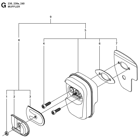 Muffler Assembly for Husqvarna 236e