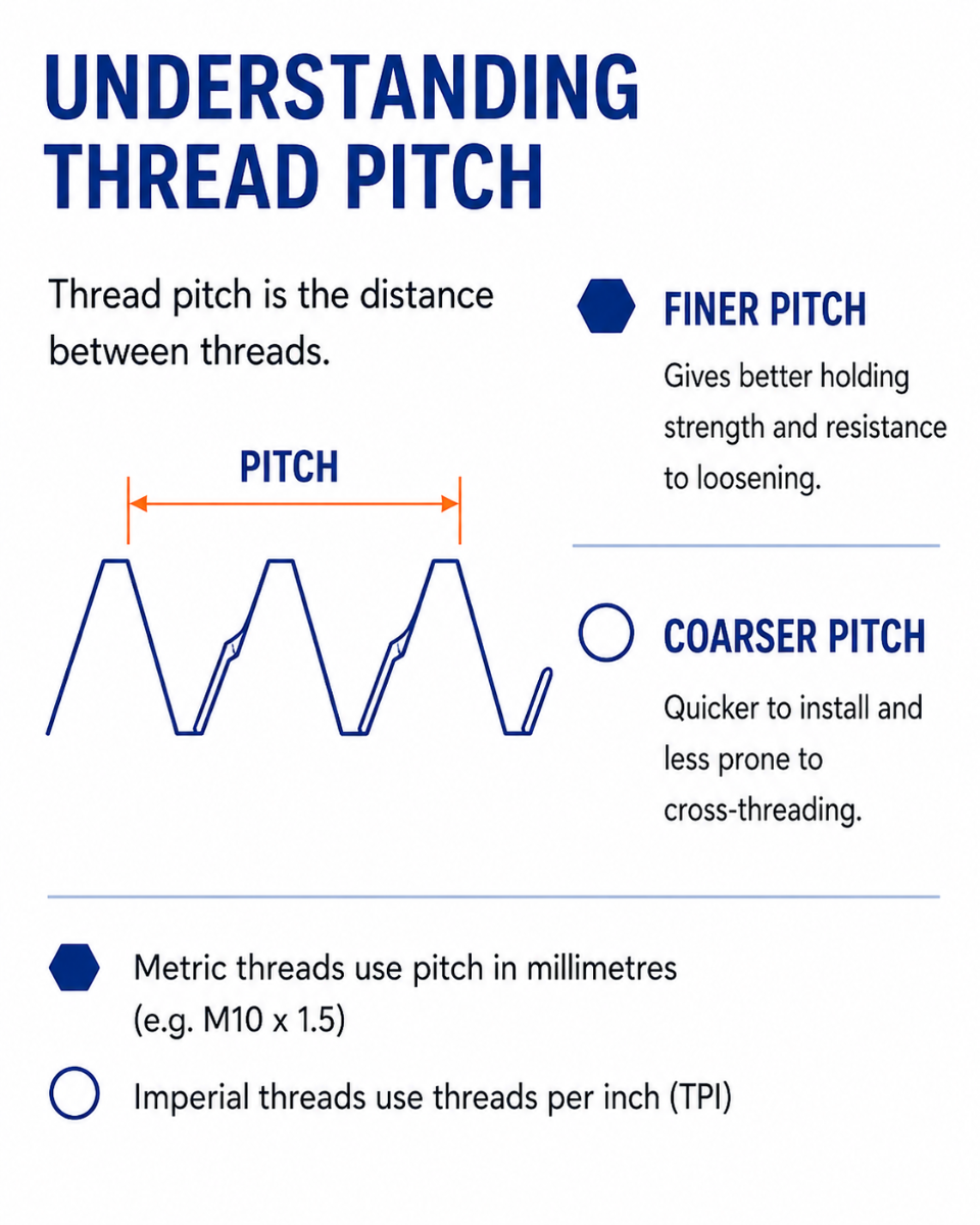 Thread pitch diagram fine vs coarse