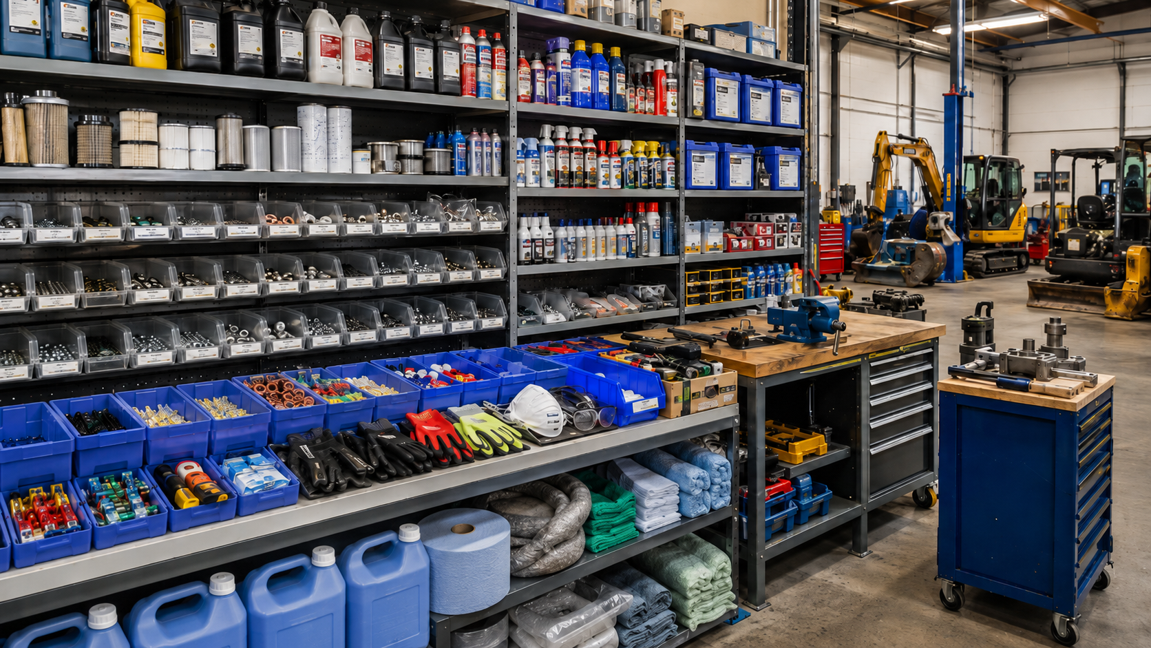 Construction materials and plant equipment on site